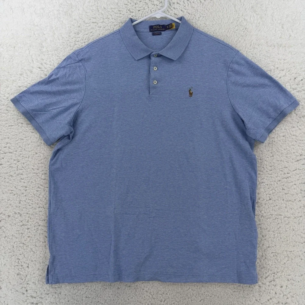 Polo Ralph Lauren Mens XL Blue Classic Fit Cotton Knit Pony Logo Polo Shirt